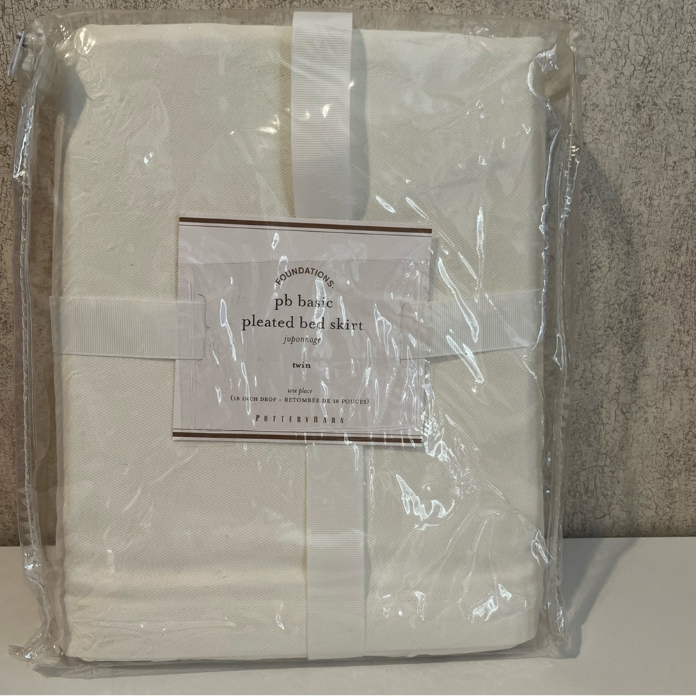 Pottery Barn Off White Pleated Bed Skirt Twin Organic Cotton 18 Inch Drop New